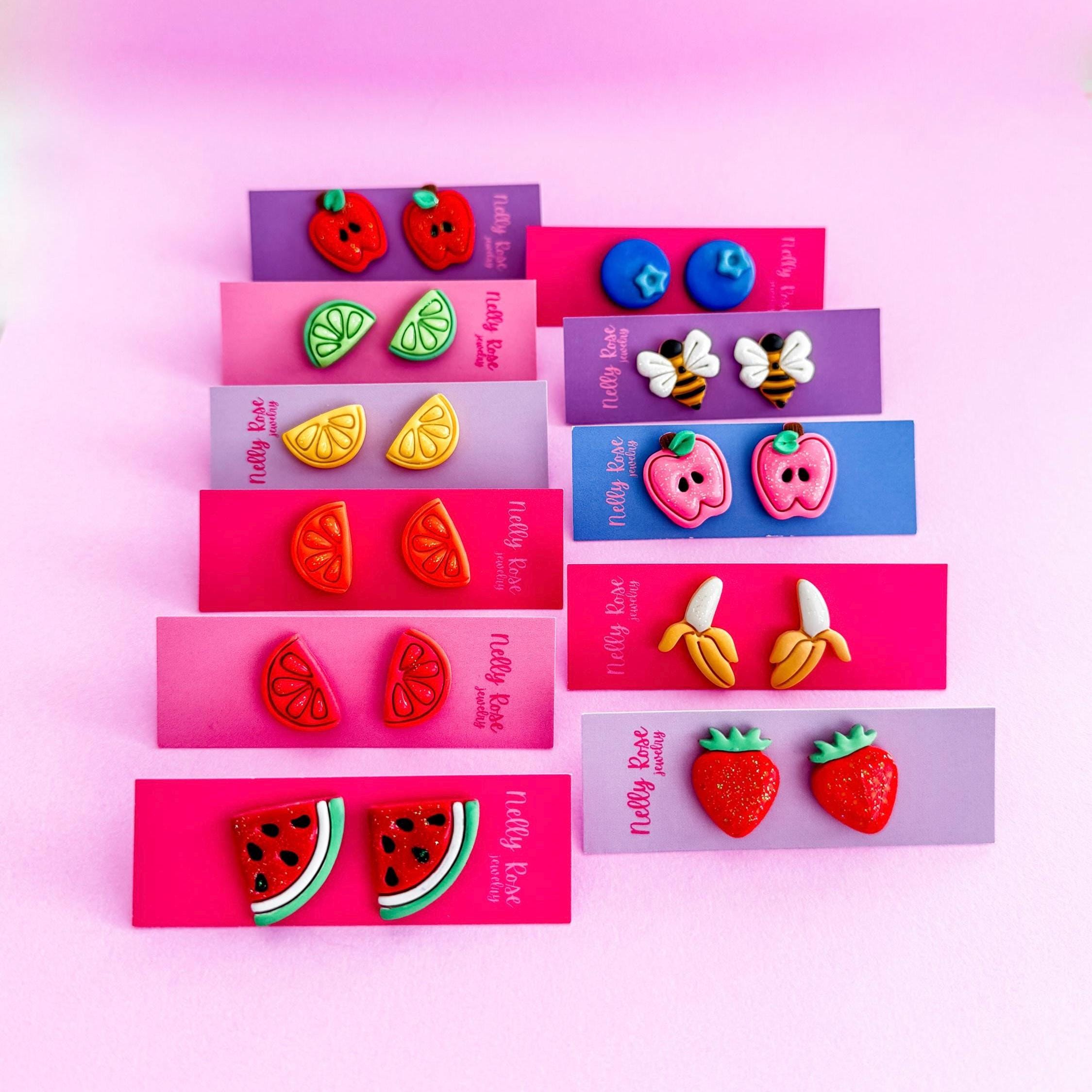 Frugt Ørestikker | Hypoallergenisk | Håndlavet for engroshandel hos Nelly Rose Jewelry