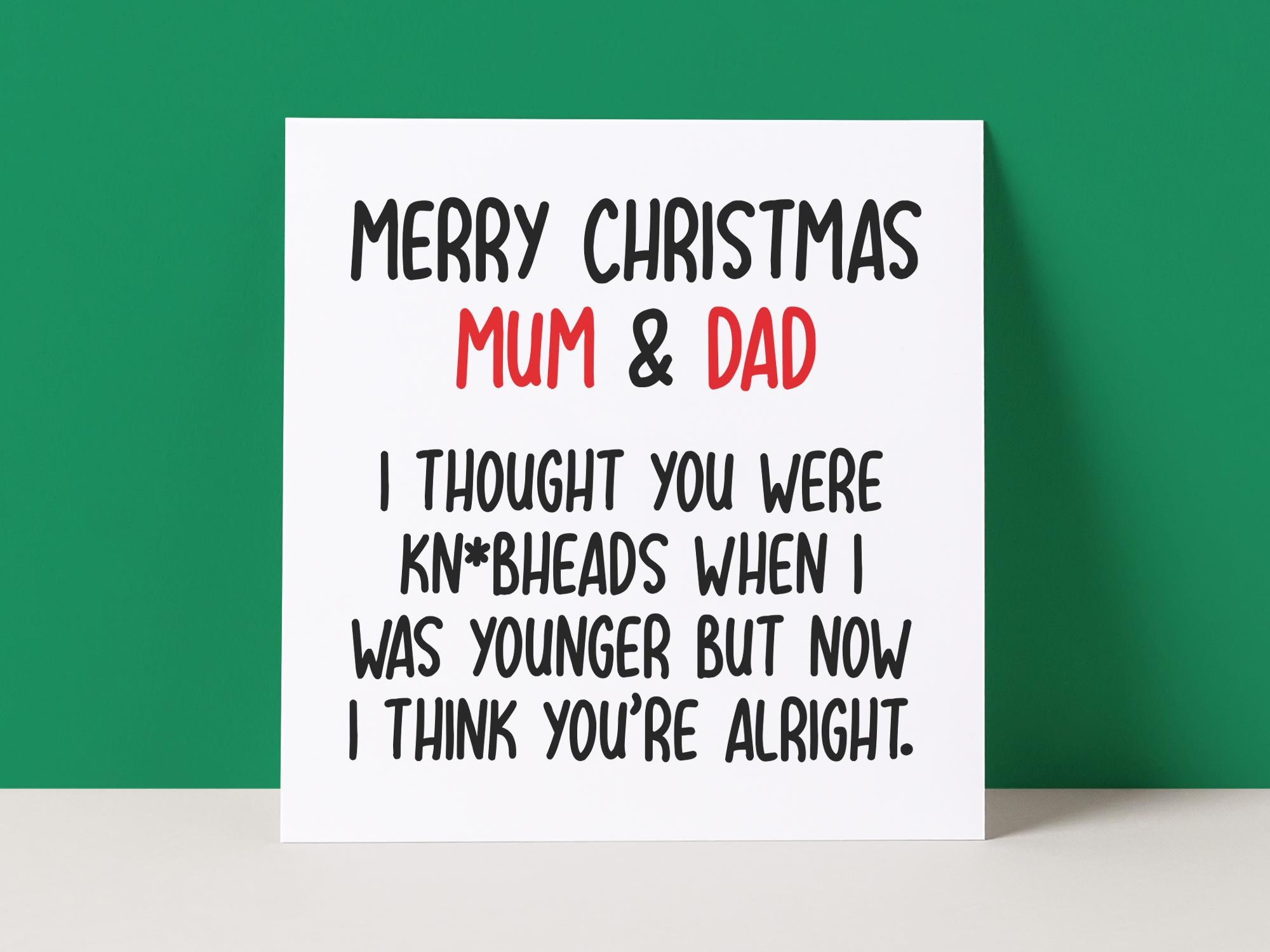 KNOBHEAD MUM & DAD - CHRISTMAS CARD for wholesale by Pack a Punch Designs