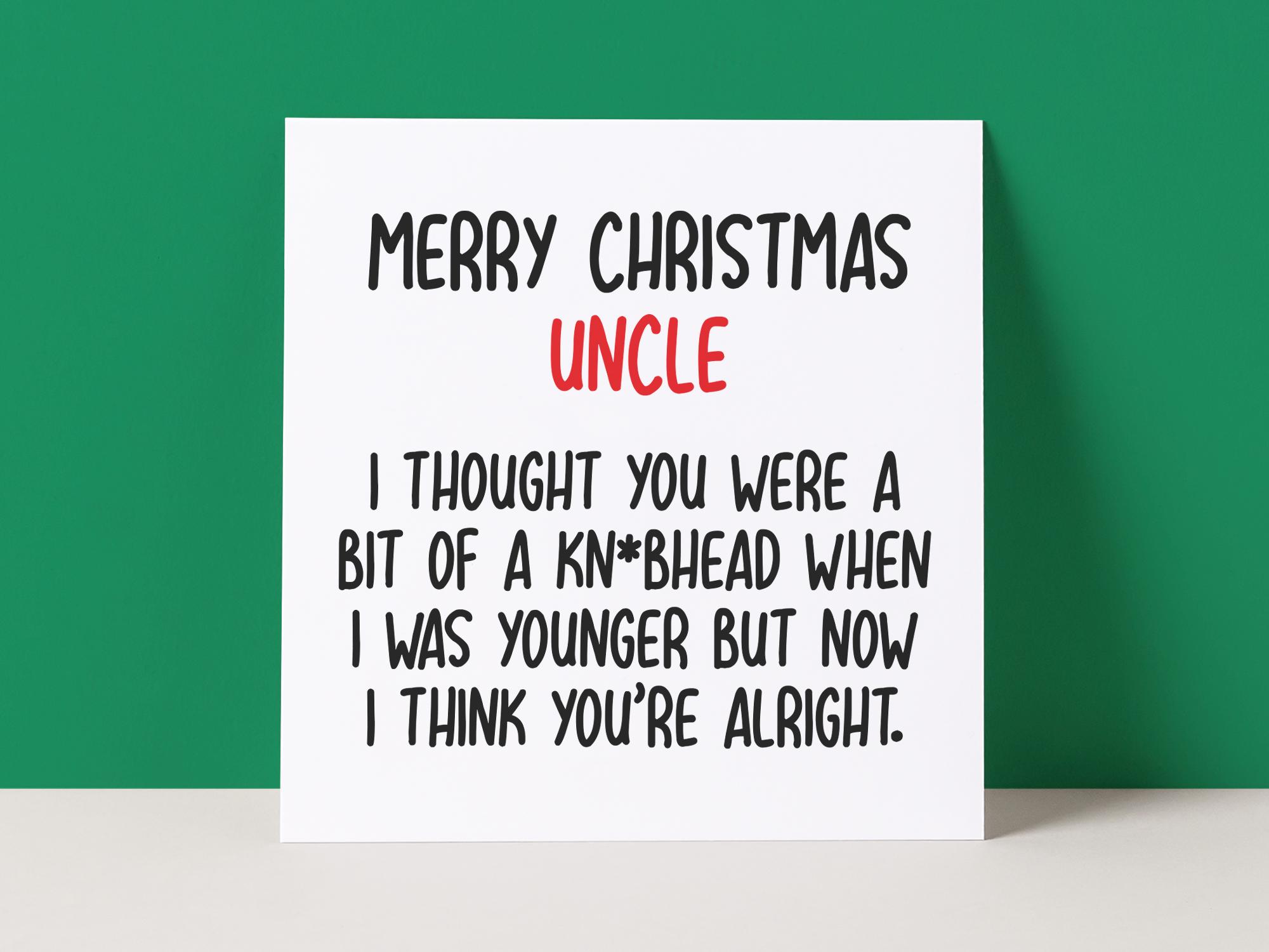 KNOBHEAD UNCLE - CHRISTMAS CARD for wholesale by Pack a Punch Designs