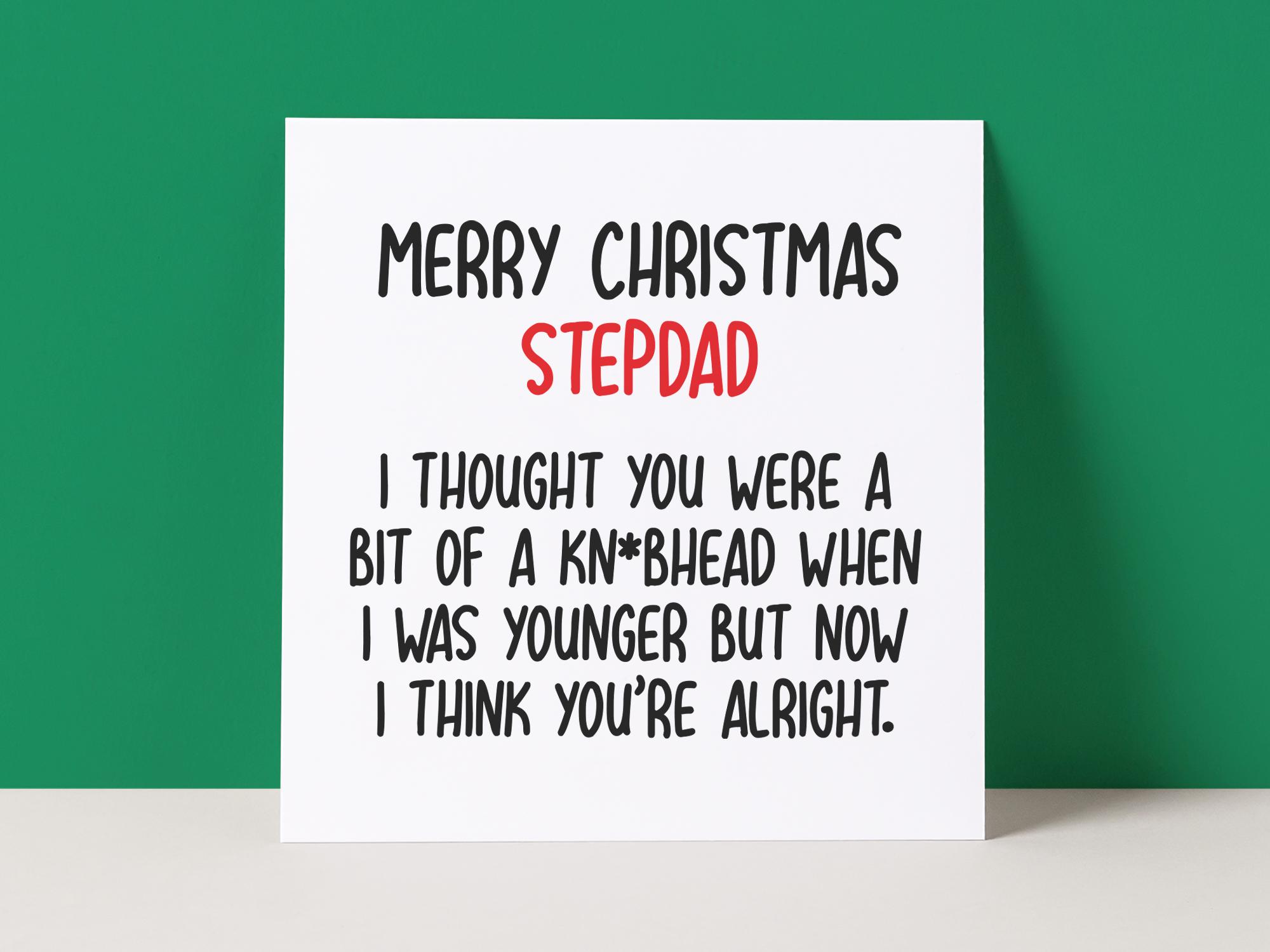KNOBHEAD STEPDAD - CHRISTMAS CARD for wholesale by Pack a Punch Designs