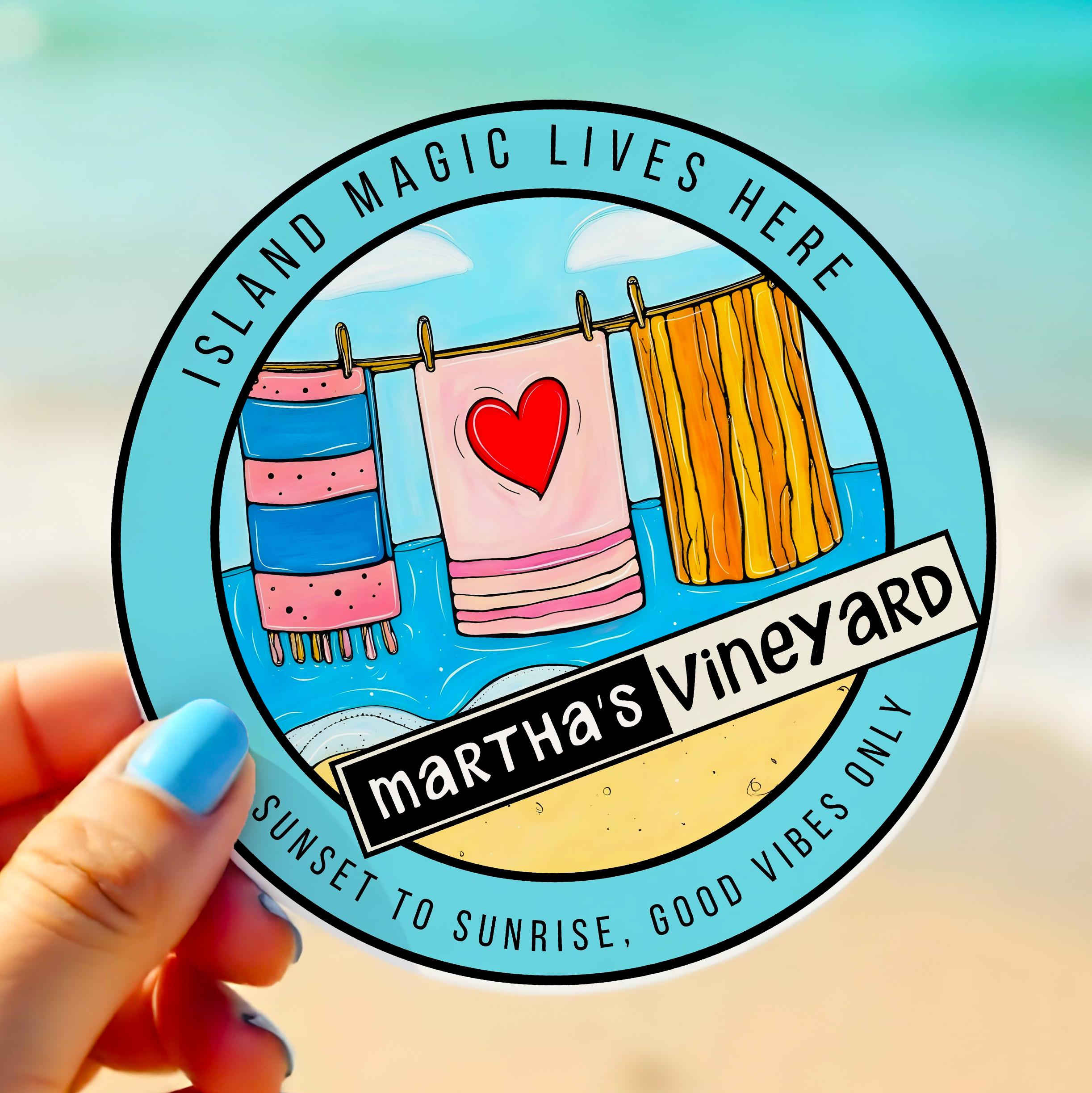 Martha’s Vineyard Sticker, Massachusetts State Beach Decal for wholesale by Atelier Vero Wholesale