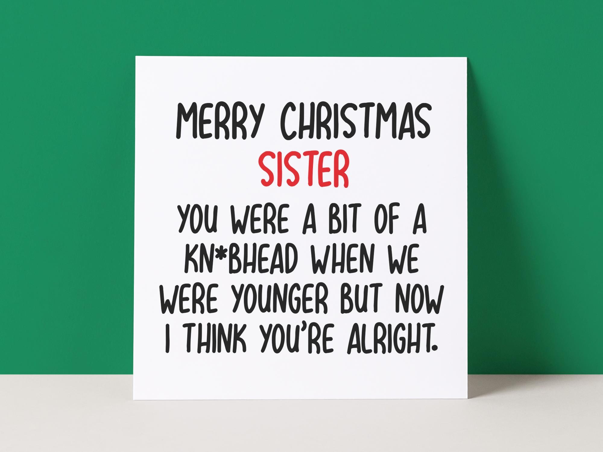 KNOBHEAD SISTER - CHRISTMAS CARD for wholesale by Pack a Punch Designs