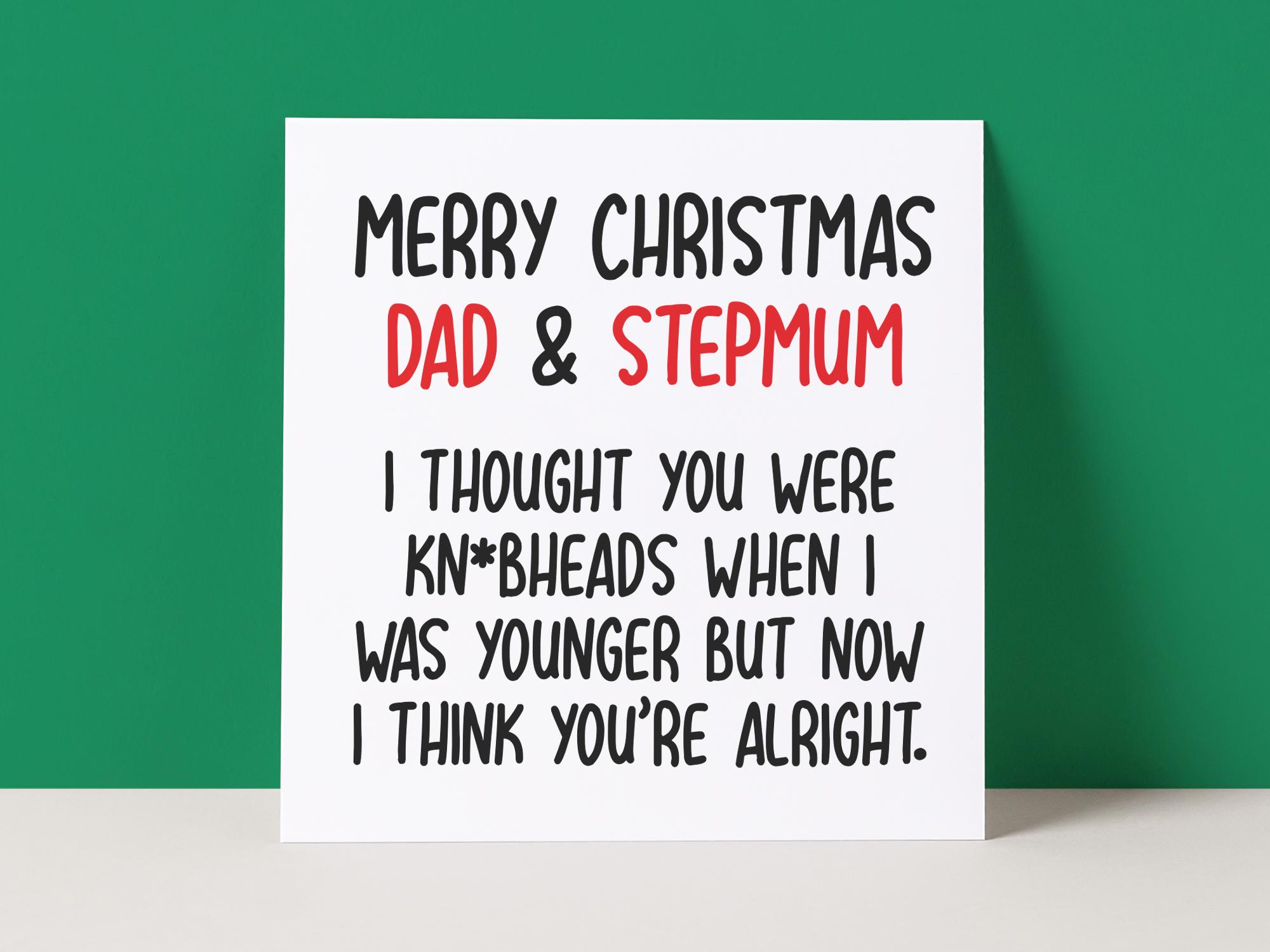 KNOBHEAD DAD & STEPMUM - CHRISTMAS CARD for wholesale by Pack a Punch Designs