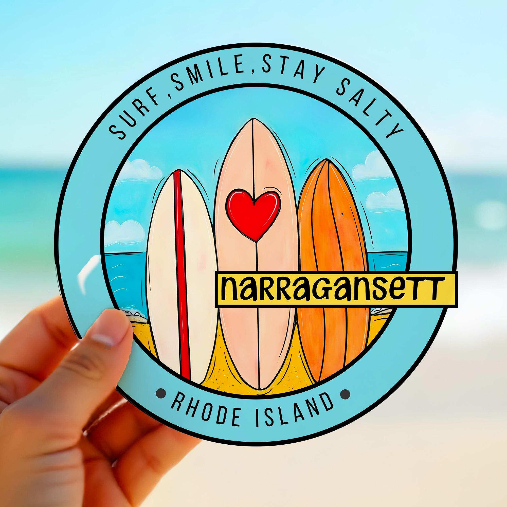 Narragansett RI Sticker | Rhode Island Decal, Coastal Art for wholesale by Atelier Vero Wholesale