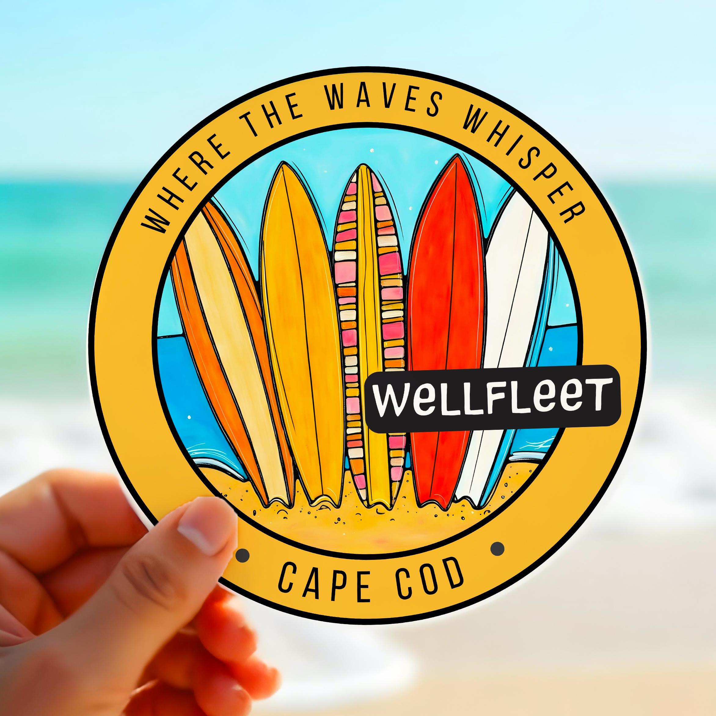 Wellfleet Cape Cod Sticker | Massachusetts State, Surf Decal for wholesale by Atelier Vero Wholesale
