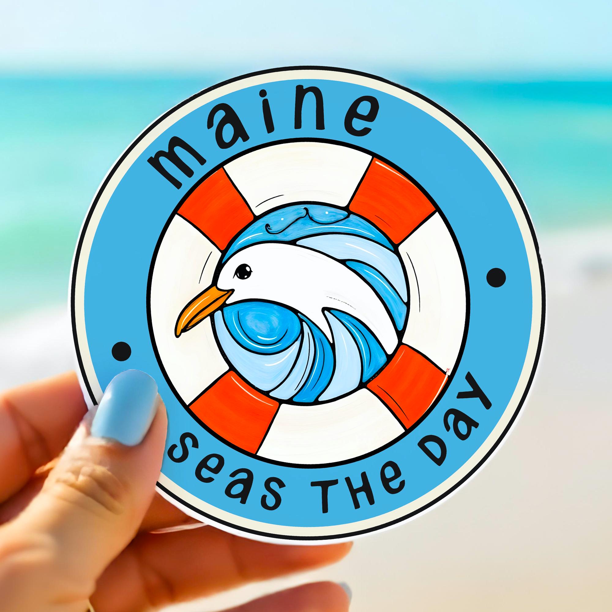 Maine Seagull Sticker - ME State Nautical Decal for wholesale by Atelier Vero Wholesale