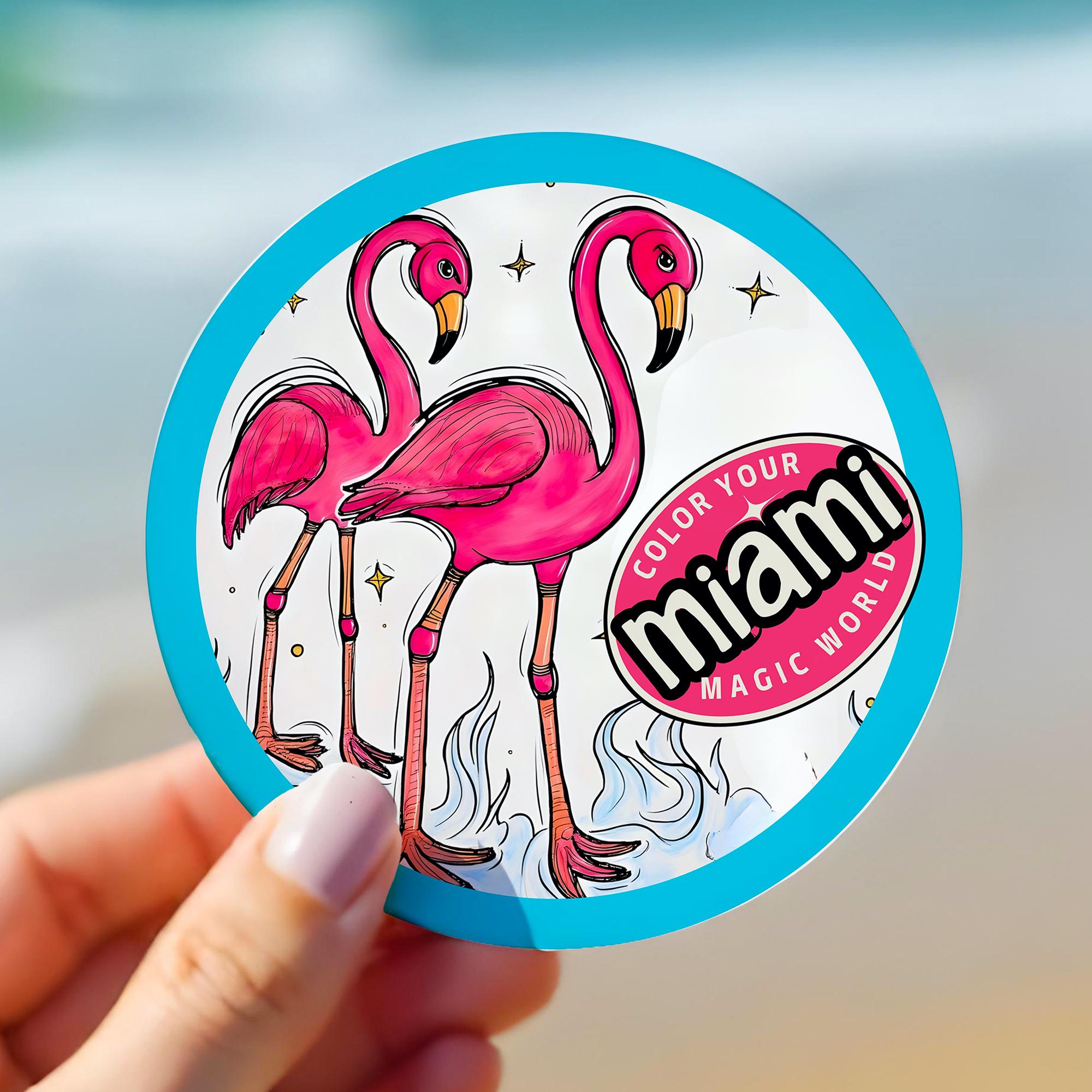 Miami Beach Flamingo Sticker | Fun Florida State Decal for wholesale by Atelier Vero Wholesale